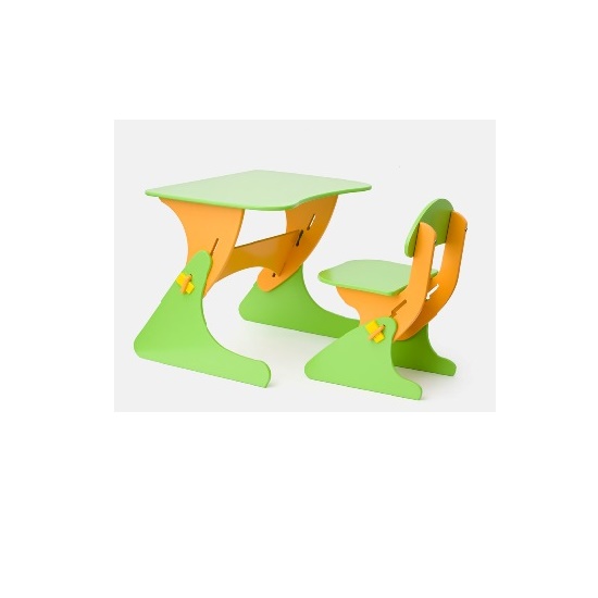 Детский растущий столик и стульчик Буслик - салатово-оранжевый